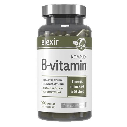 Elexir Pharma B-vitamin Komplex 100 veganska kapslar